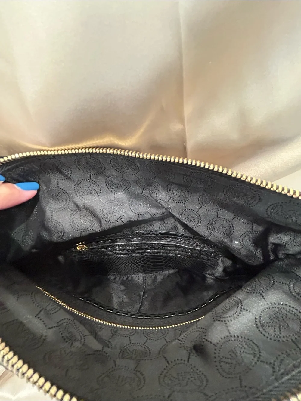 Michael Kors Black Snake-Embossed Tassel Crossbody